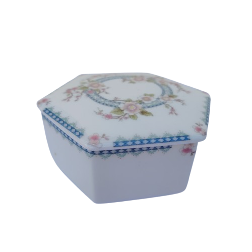 Coalport April Hexagon Shaped  Trinket Box and Lid
