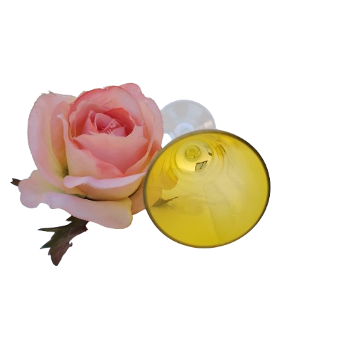 Yellow Vintage Clear Art Glass Sherry Glass