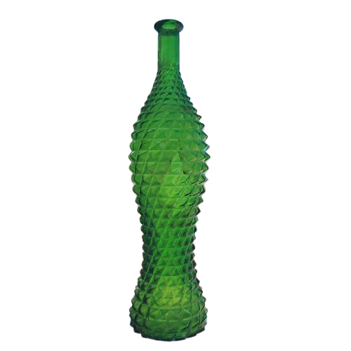 Empoli Italian Vintage Green Diamond Point Glass Decanter Genie Bottle