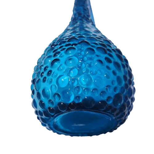 Empoli Italian Vintage Blue Hobnail Glass Decanter Genie Bottle