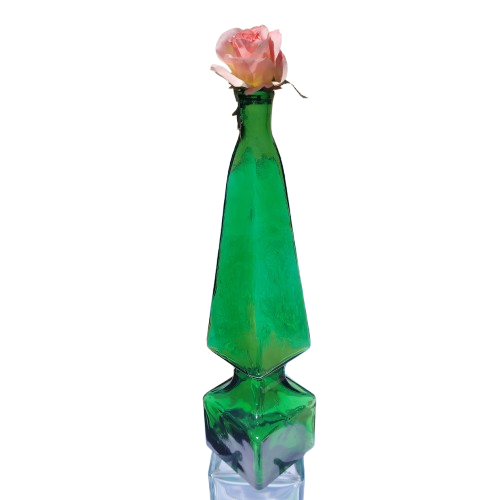 Tall Empoli Green Pyramid Shaped Bottle