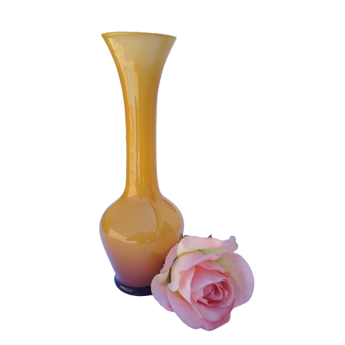 Amber Hand Blown Glass Vase white interior