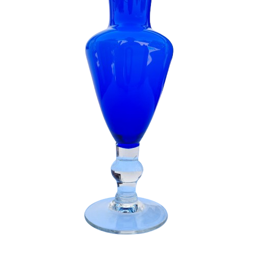 Blue and White Interior Hand Blown Vase