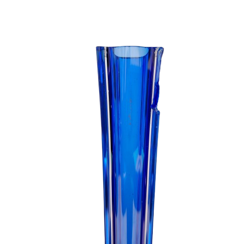 Murano Hand Blown Cobalt Blue Art Glass Tall Vase