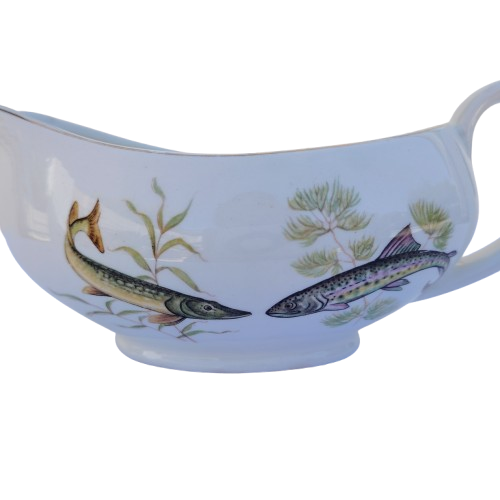 British Anchor Pottery Gravy Sauce Boat with Fish