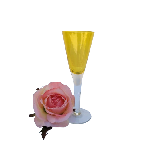 Yellow Vintage Clear Art Glass Sherry Glass