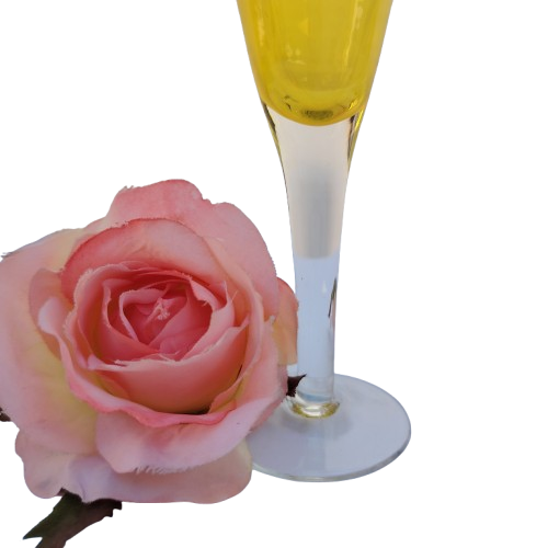 Yellow Vintage Clear Art Glass Sherry Glass