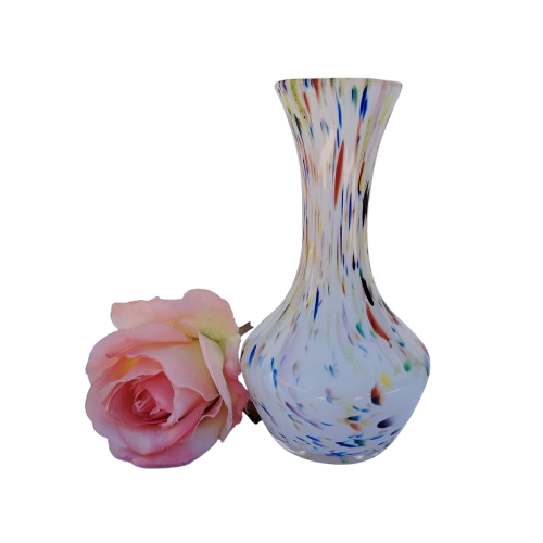 Beautiful White with Colored Speck Glass Vase