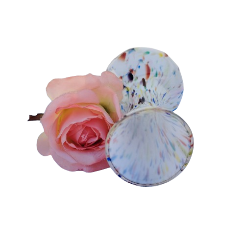 Beautiful White with Colored Speck Glass Vase
