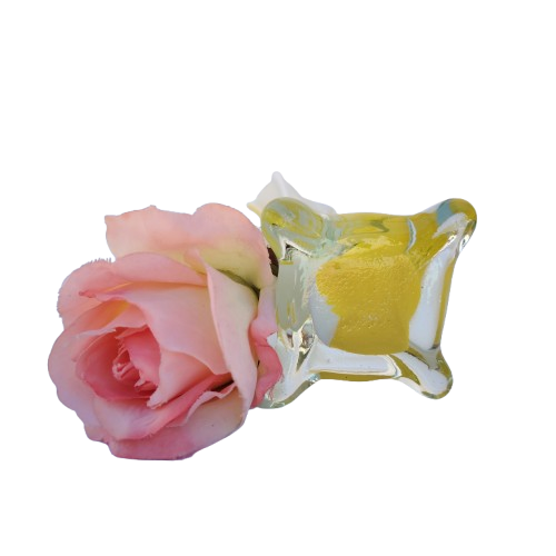 Murano Hand Blown White and Yellow Art Glass Tall Vase