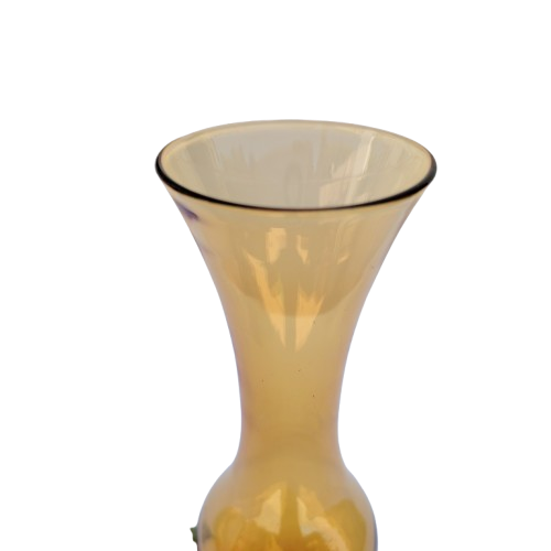 Amber Hand Blown Art Glass Stemmed Vase