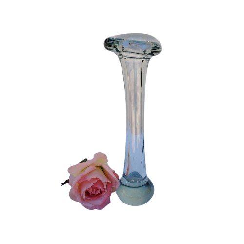 Murano Vintage Clear Art Glass Bud Vase