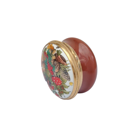 Halcyon Days Enamels Trinket Box Squirrel Nuts and Fruit