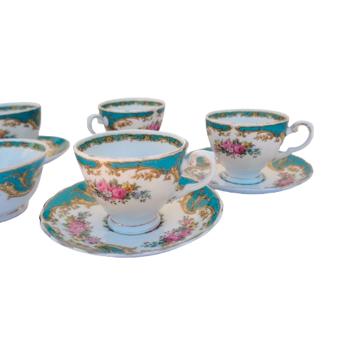 Tuscan Naples Turquoise Gold Trim Duo's & Sugar Bowl