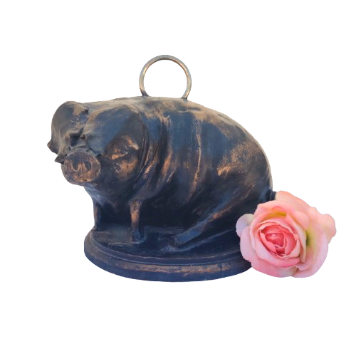 Heavy Bronze Look Pig Doorstop,