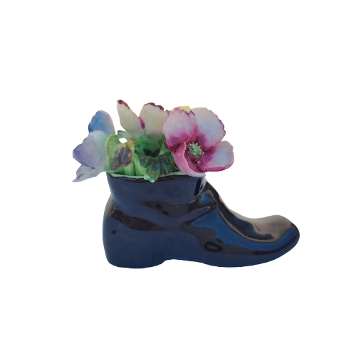 Denton Staffordshire Fine Bone China Black Shoe full with Flowers