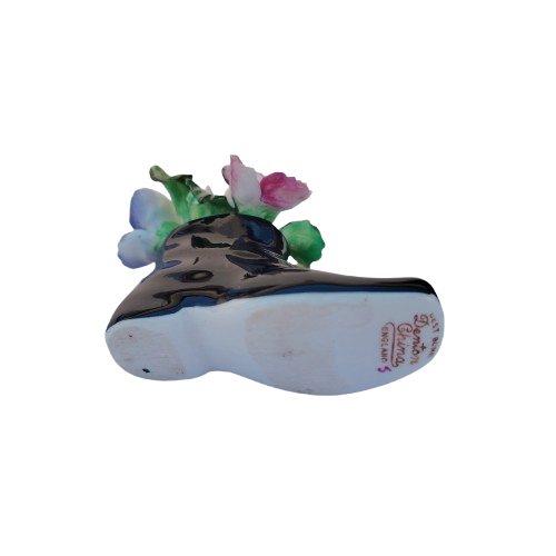Denton Staffordshire Fine Bone China Black Shoe full with Flowers
