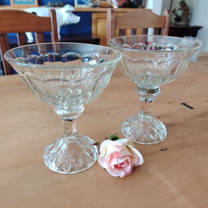 Vintage Clear Pressed Glass Footed Candy Dishes