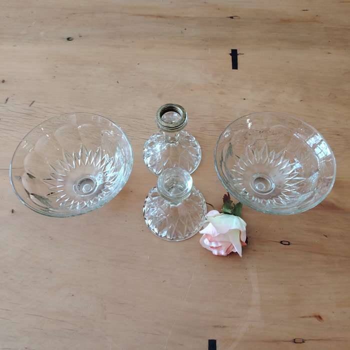 Vintage Clear Pressed Glass Footed Candy Dishes