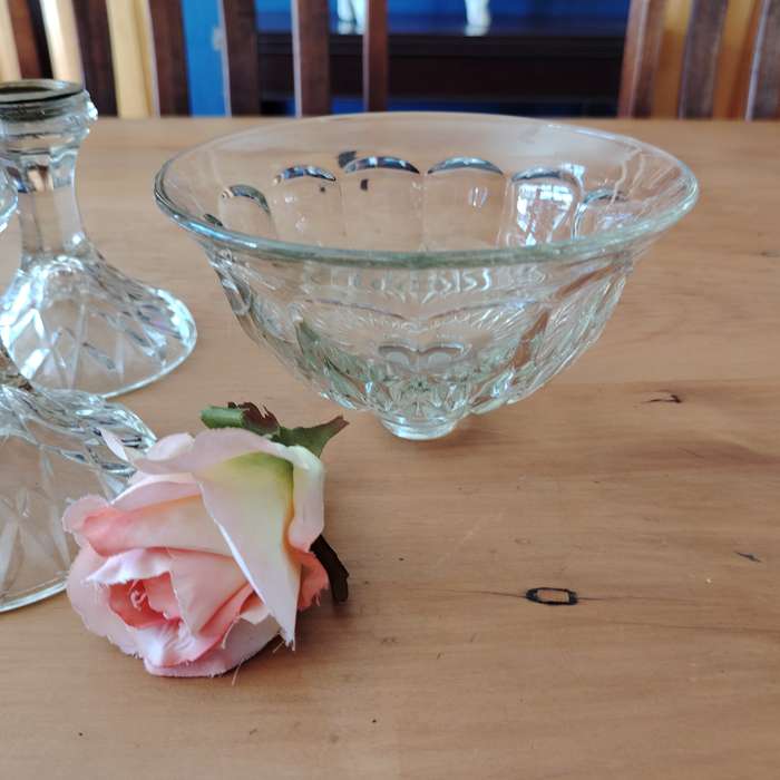 Vintage Clear Pressed Glass Footed Candy Dishes