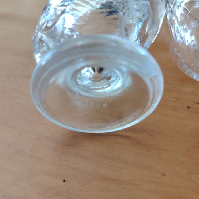 Vintage Pair Luminarc France Clear Glass Egg Cups Hen