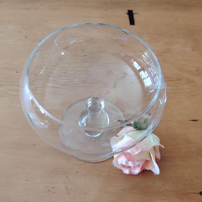 Vintage Crystal Etched Pedestal Candy Dish