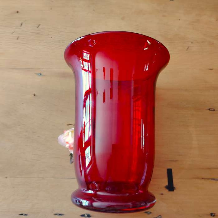 Large Deep Red Vintage Glass Vase