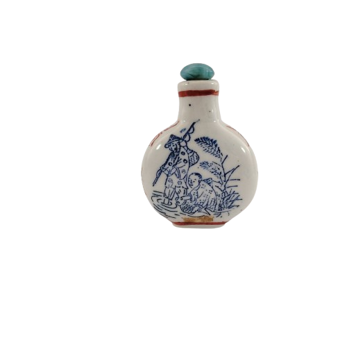 Chinese porcelain snuff bottle with blue cobalt under glaze
