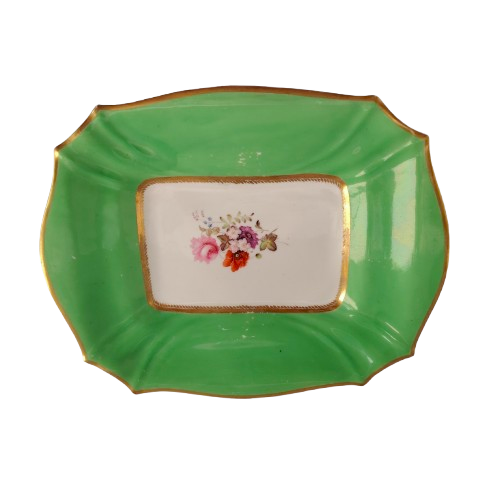 Antique Green and Gold Floral Platter Plate
