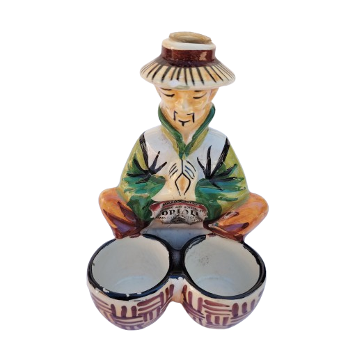 Vintage Drioli Bottle Handpainted Chinese Man With Pots