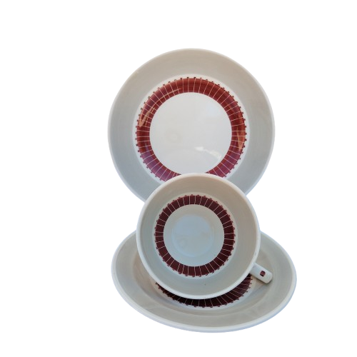 Decorative 1930's Susie Cooper Tea Trio's and Plate