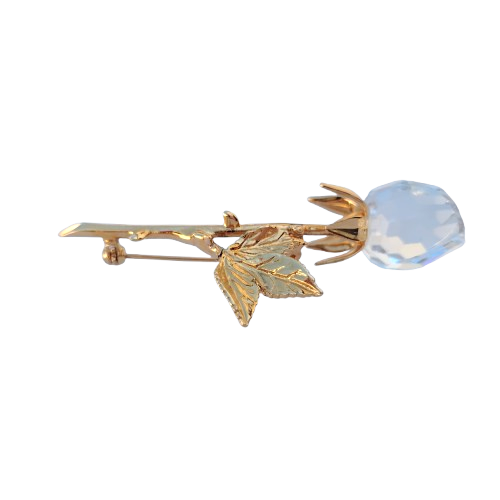 Swarovski Crystal Rose Brooch with Gold 18c Plated Stem