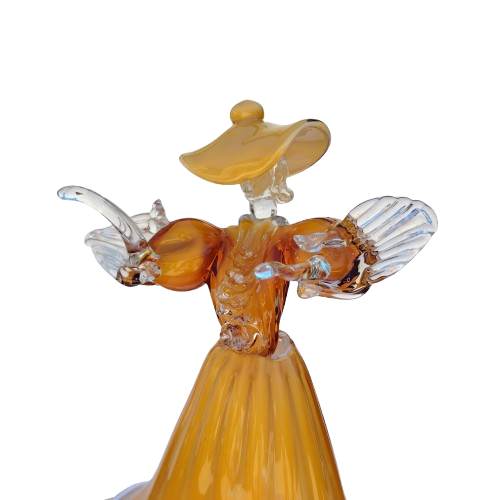 Mid Century Murano Art Glass Amber Couple Goldoni Venetian Figurines