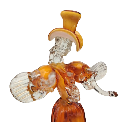 Mid Century Murano Art Glass Amber Couple Goldoni Venetian Figurines