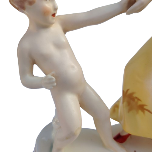 Czechoslovakian earthenware figural group of a dancing mother and child, 1940s
