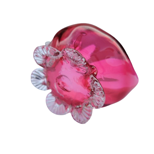 Beautiful Cranberry Cut Glass Heart Milk Jug