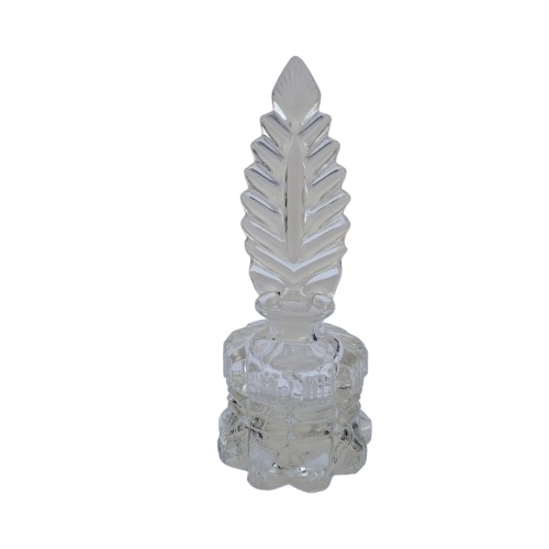 Vintage Art Deco Cut Crystal Perfume Scent Dresser Bottle  c. 1940