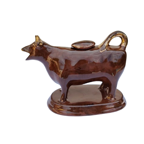 Antique 19th Century Cow Creamer  Possible Bennington Yellow Ware or Staffordshire