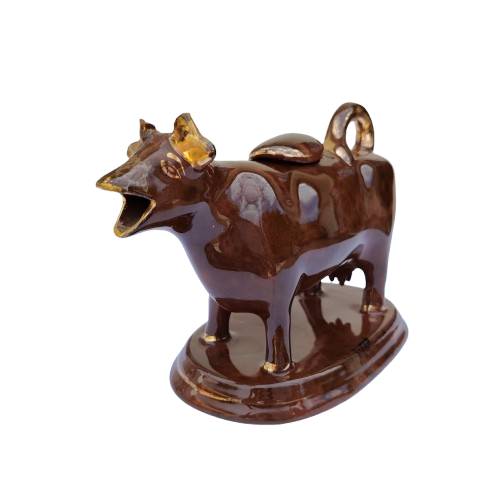 Antique 19th Century Cow Creamer  Possible Bennington Yellow Ware or Staffordshire