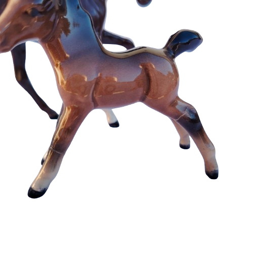 Two Brown Beswick Horses Foals Standing