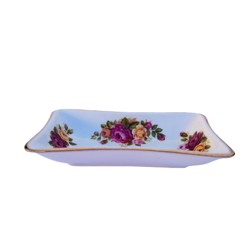 Fine Bone China Rose Cottage Trinket Dish