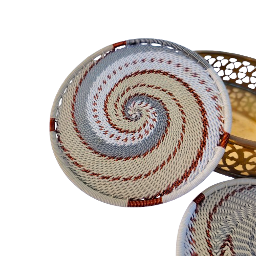 Brass container with 4 x Telephone wire Coasters