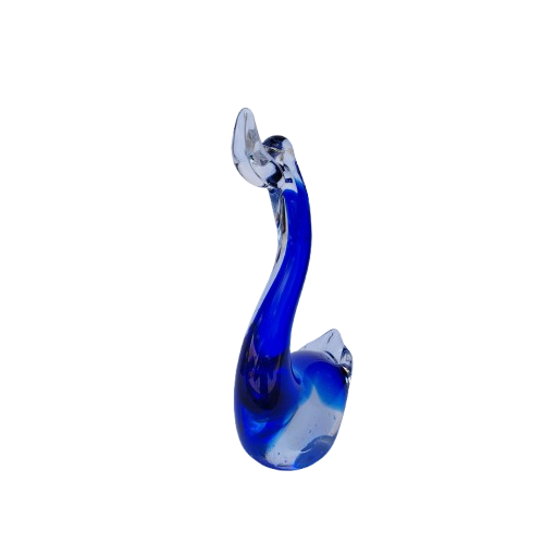 Vintage Murano Hand Blown Art Glass Blue Swan Bird