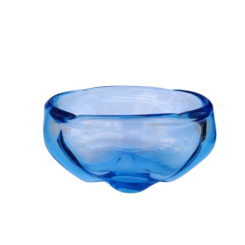 Whitefriars Glass Lobed vase Sapphire Blue James Hogan