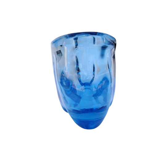 Whitefriars Glass Lobed vase Sapphire Blue James Hogan