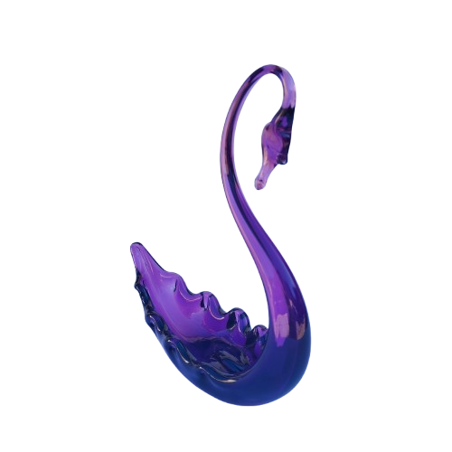 Whitefriars Purple Mid Century Lead Crystal Glass Swan Dish