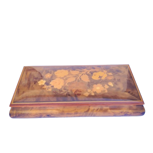 Inlaid wooden vintage Italian Sorrento musical jewelry box