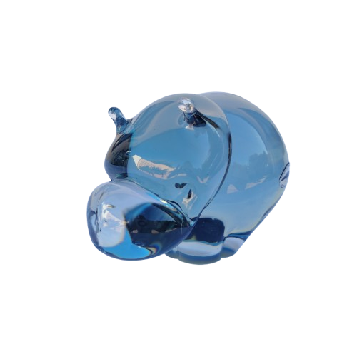 Art Ngwenya Glass Hippo Paperweight Swaziland