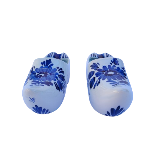 Dutch Delft Pair of Blue and White Boot Clogs