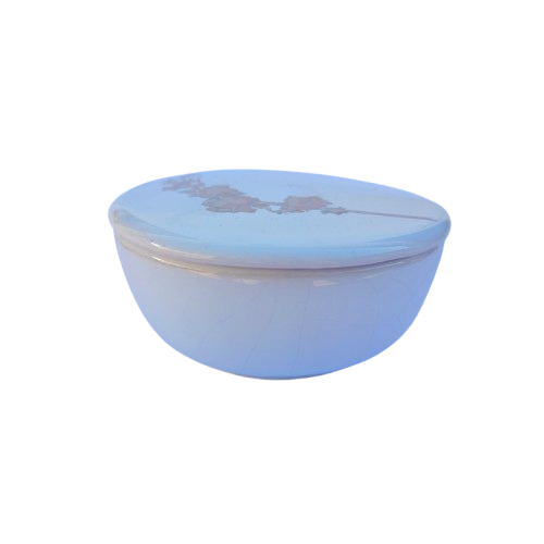 White and Gold Bone China Round Trinket Dish